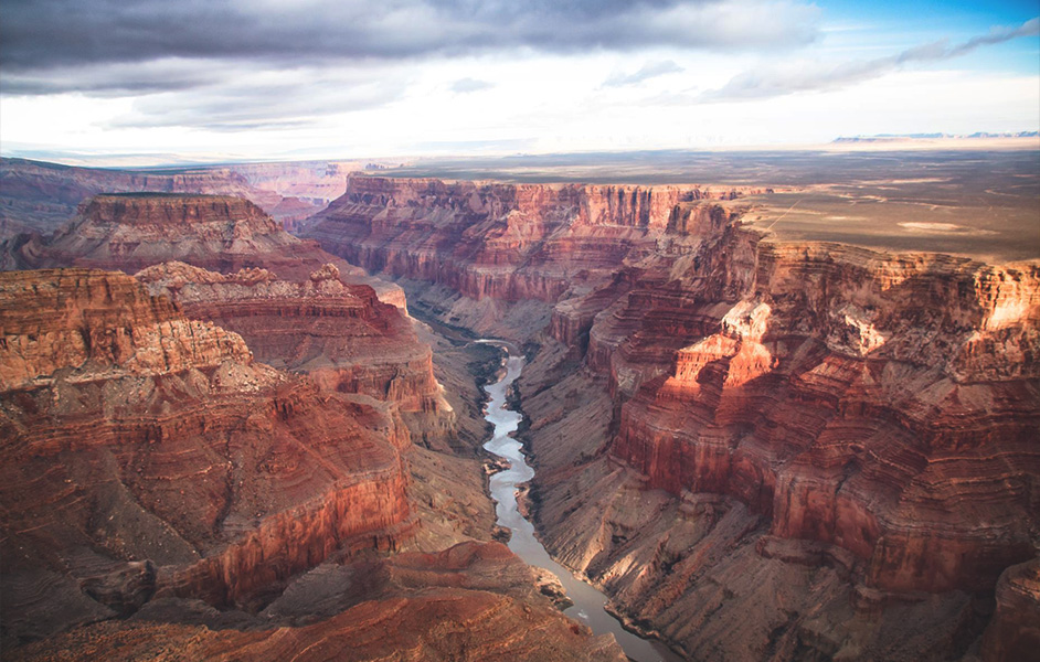 The majestic Grand Canyon with its vast, layered rock formations