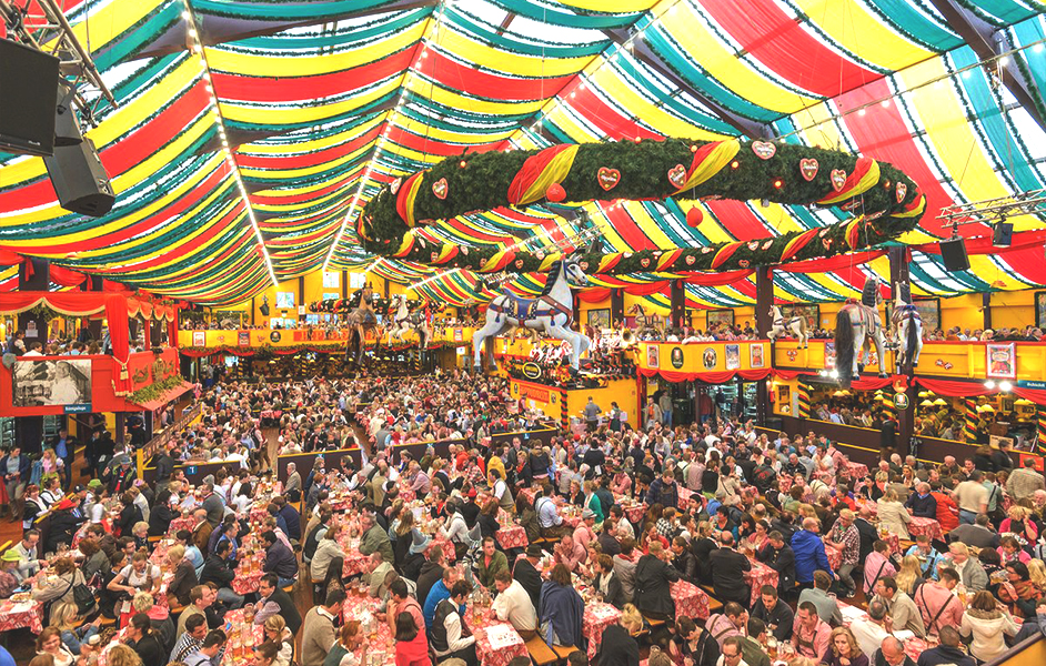 Festive Oktoberfest celebration in Amsterdam with beer and Bavarian music