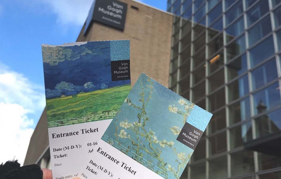 Van Gogh Museum ticket with entry date and time, showing ease of access for visitors