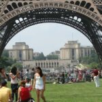 things to do in paris with family- Family visiting Eiffel Tower in Paris for a fun day out