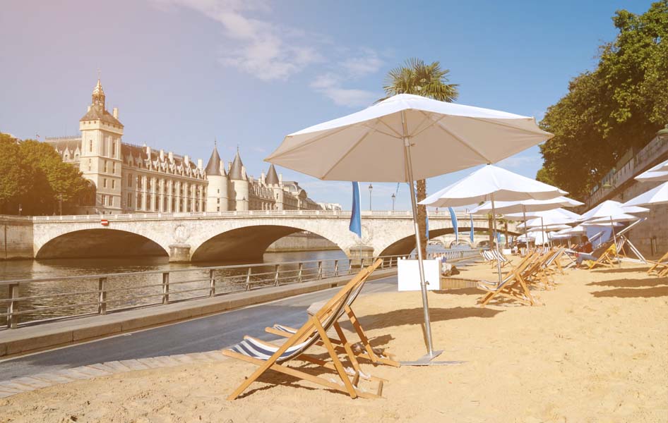 The landscape view of Paris Plages